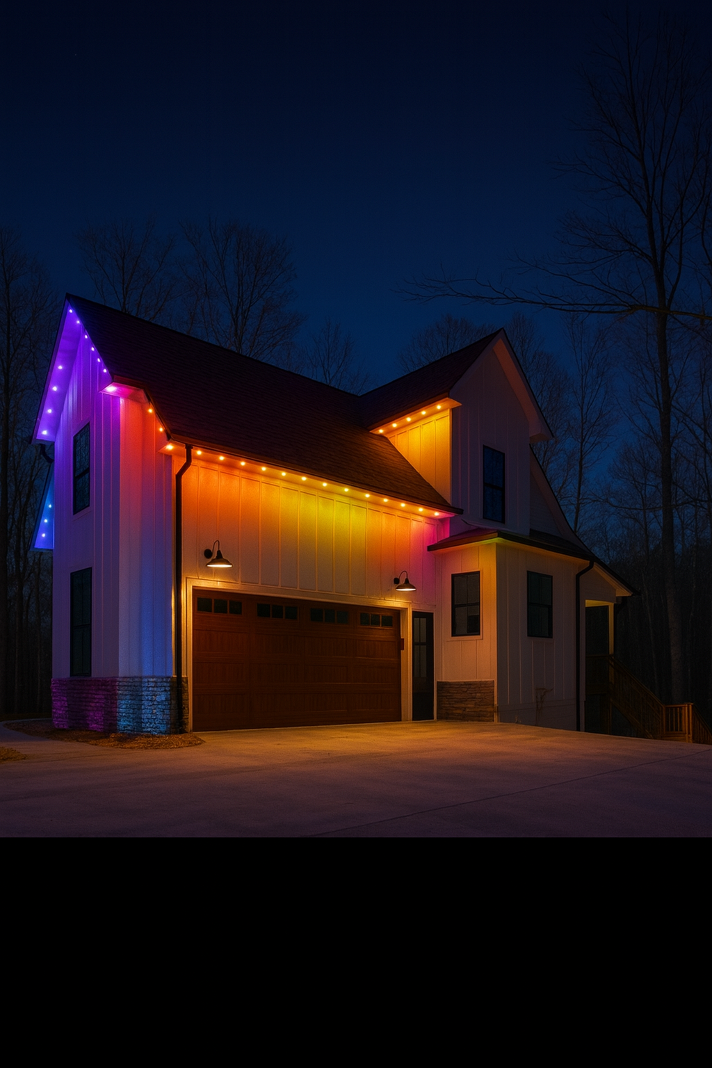 Holiday lights installed on a Charlotte home
