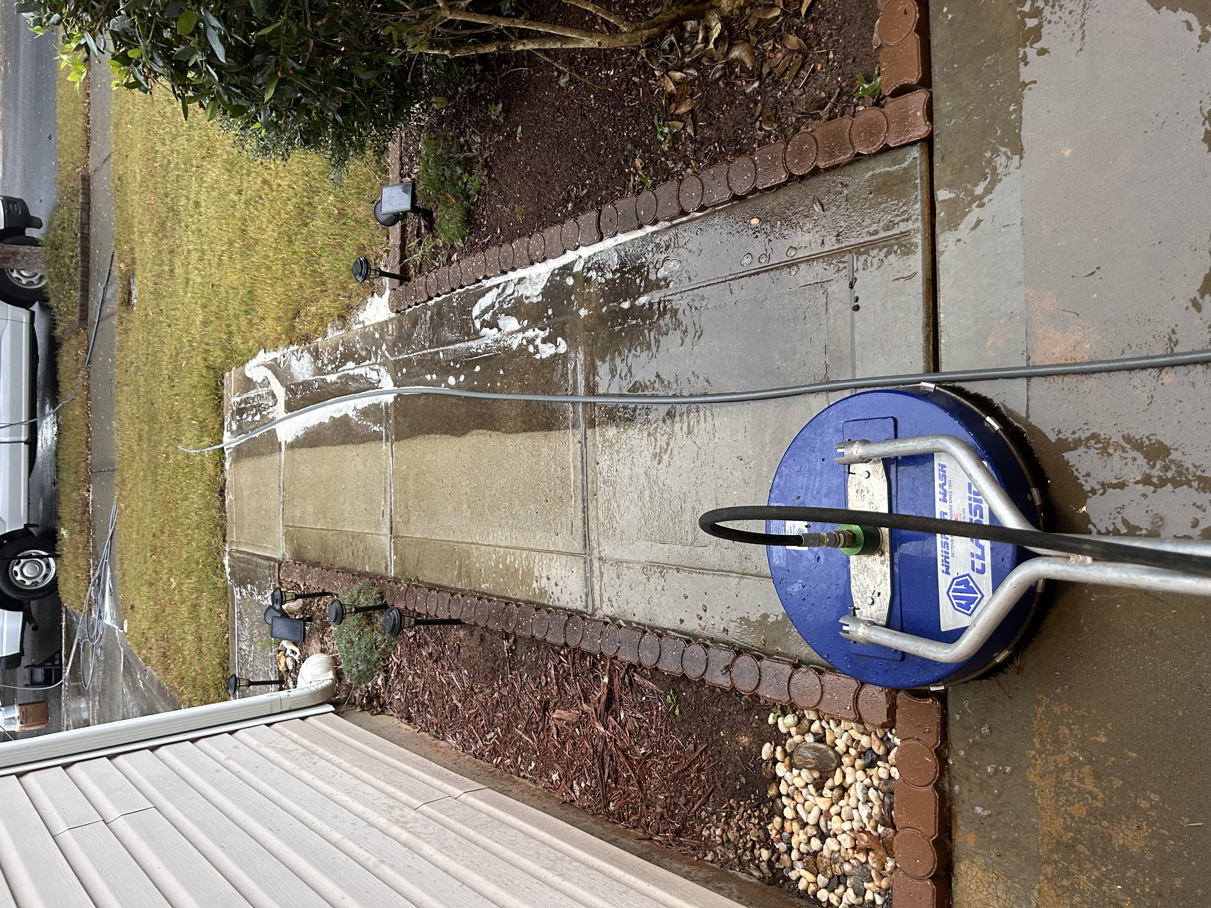 Sidewalk while cleaning